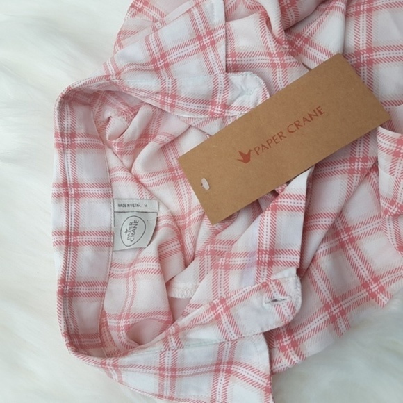 NWT Paper Crane Front Twist Checkered Top M - Picture 5 of 6